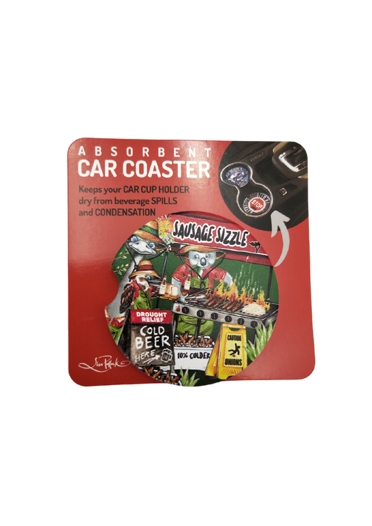 CERAMIC CAR COASTER - SAUSAGE SIZZLE